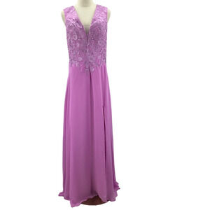 MOTHER OF THE BRIDE 14 1X Plus Purple Embroidered Sleeveless Maxi Dress NEW B67